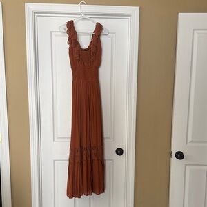Joyfolie Ruffle-Trim Maxi Dress in Spice